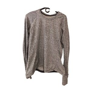 Lululemon Rest Less Pullover Size 12 Black White Space Dye Thumbhole Long Sleeve